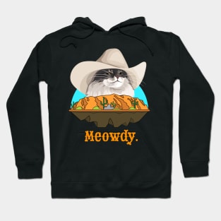 Meowdy Texas Cat Cowboy Meme Funny Internet Illustration Hoodie